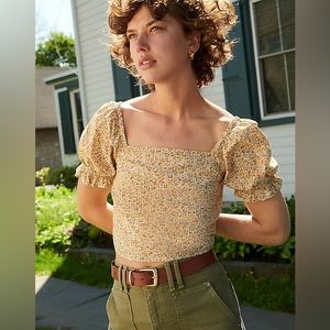 Madewell | Hopewell Puff-Sleeve Crop Top in Cottage Garden | Size S